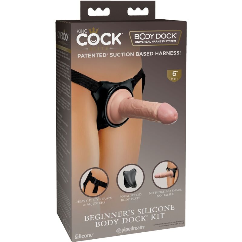 KING COCK - IMBRACATURA REGOLABILE ELITE CON DILDO 15,2 CM PER PRINCIPIANTI