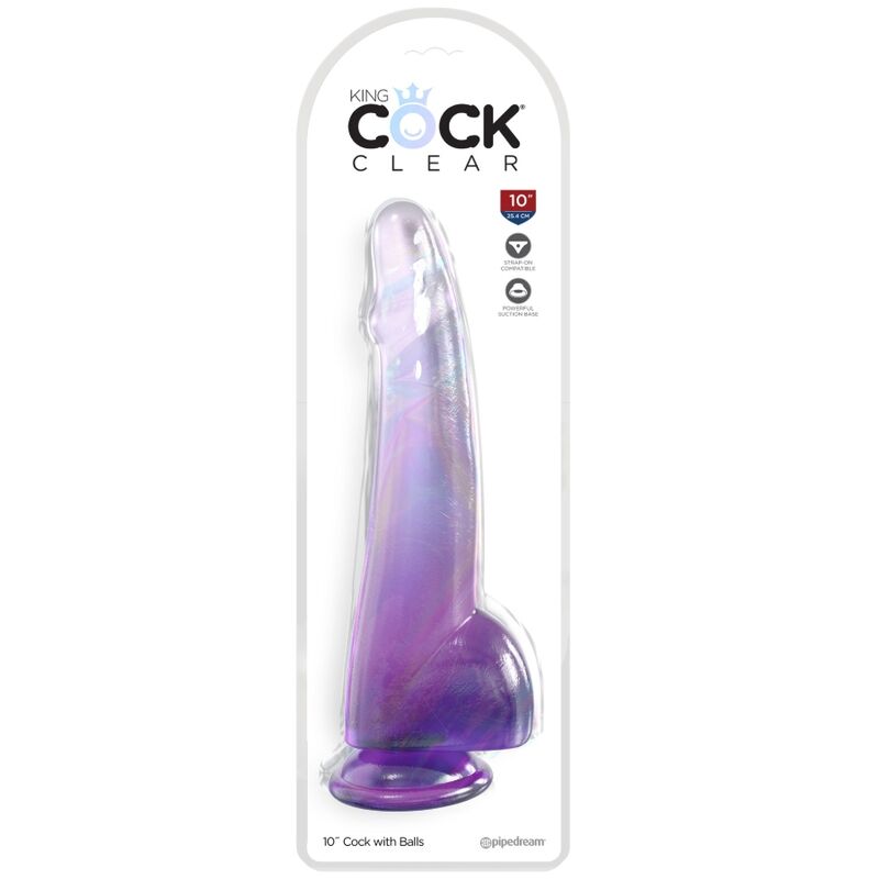 KING COCK - DILDO TRASPARENTE CON TESTICOLI 19 CM VIOLA