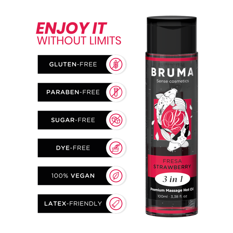 BRUMA - PREMIUM MASSAGE HEISSÖL ERDBEERE 3 IN 1 - 100 ML