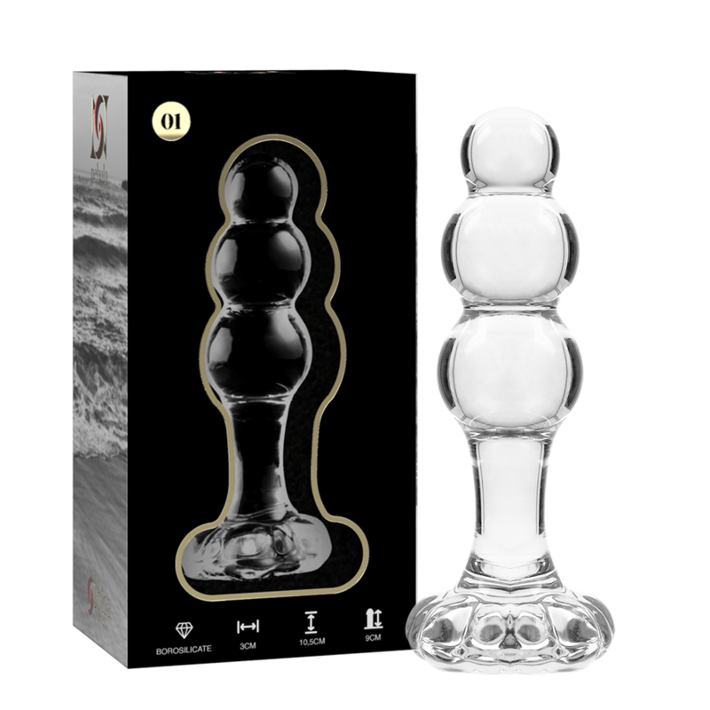 NEBULA SERIES BY IBIZA - MODEL 1 ANAL PLUG BOROSILICATE GLASS CLEAR 10.5 CM -O- 3 CM