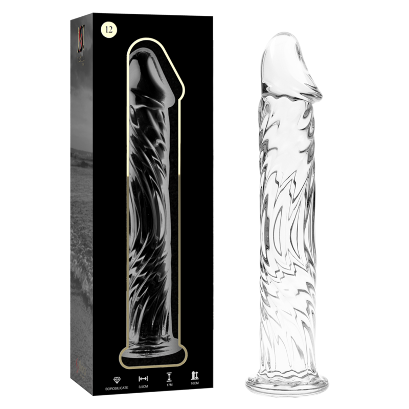 SERIE NEBULA BY IBIZA - MODELLO 12 DILDO VETRO BOROSILICATO TRASPARENTE 17 CM -O- 3,5 CM