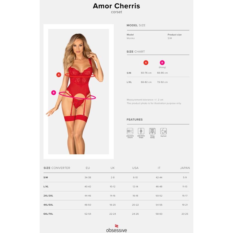 OBSESSIVE - AMOR CHERRIS CORSET & THONG L/XL