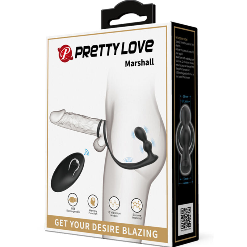 PRETTY LOVE - ANELLO PER PENE MARSHALL CON TAPPO ANALE VIBRANTE CON TELECOMANDO