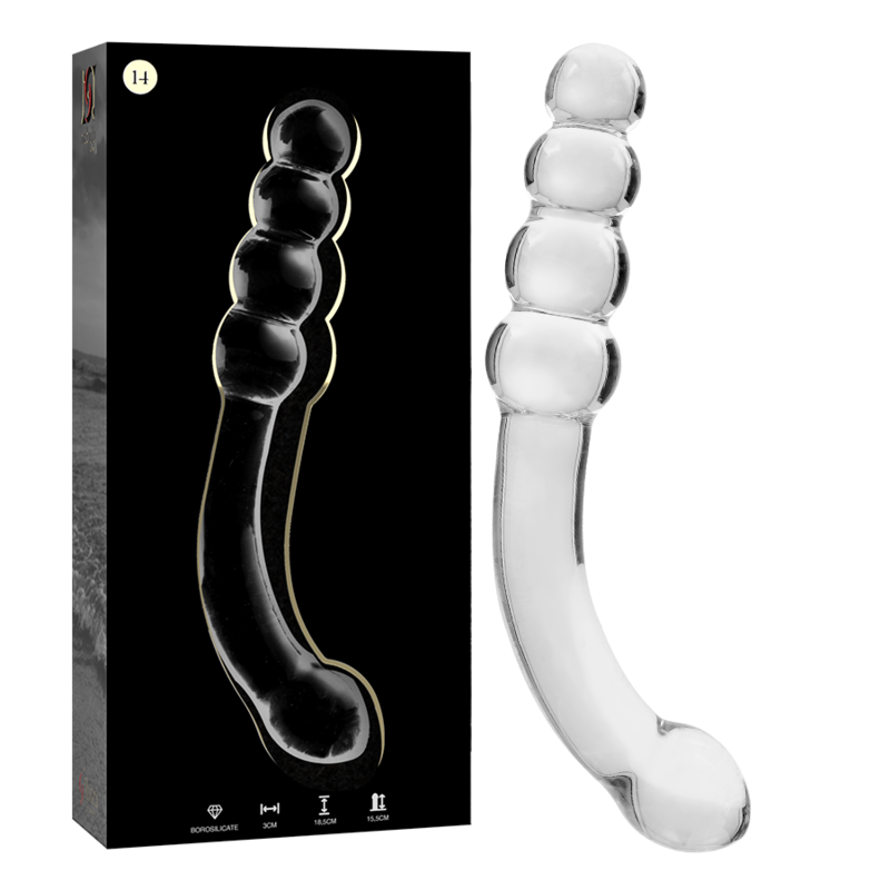 NEBULA SERIES BY IBIZA - MODEL 14 DILDO BOROSILICATE GLASS CLEAR 18.5 CM -O- 3 CM