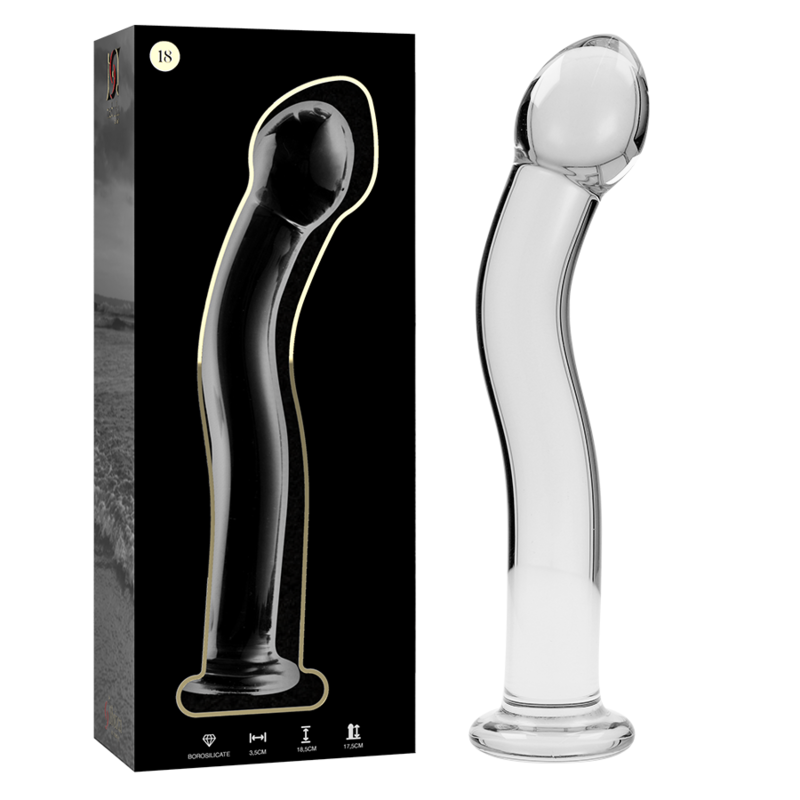 SERIE NEBULA BY IBIZA - MODELLO 18 DILDO VETRO BOROSILICATO TRASPARENTE 18,5 CM -O- 3,5 CM