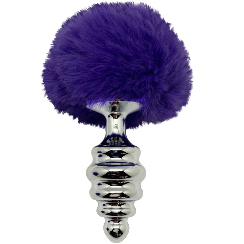 ALIVE - PLUG ANALE PER PIACERE A SPIRALE IN METALLO FLUFFY VIOLA SCURO TAGLIA L