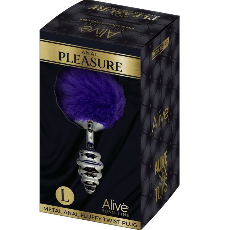 ALIVE - PLUG ANALE PER PIACERE A SPIRALE IN METALLO FLUFFY VIOLA SCURO TAGLIA L