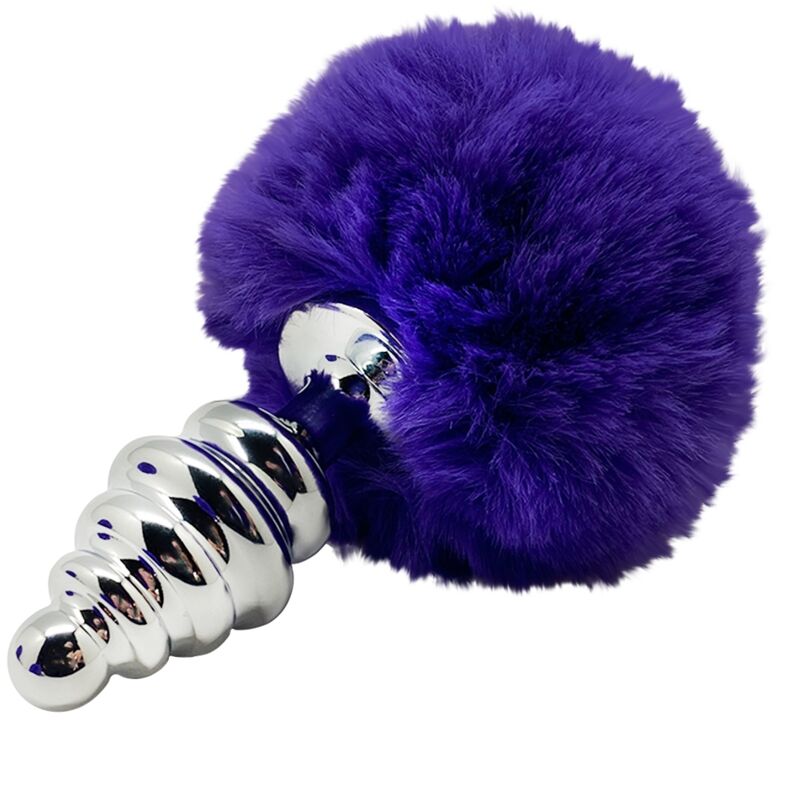 ALIVE - ANAL PLEASURE PLUG SPIRAL METALL FLUFFY DUNKELVIOLETT GRÖSSE L