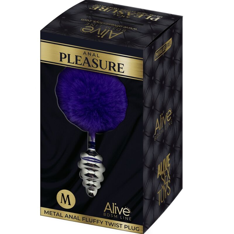 ALIVE - ANAL PLEASURE PLUG SPIRAL METALL FLUFFY DUNKELVIOLETT GRÖSSE M