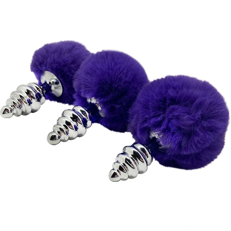 ALIVE - ANAL PLEASURE PLUG SPIRAL METAL FLUFFY DARK VIOLET SIZE S