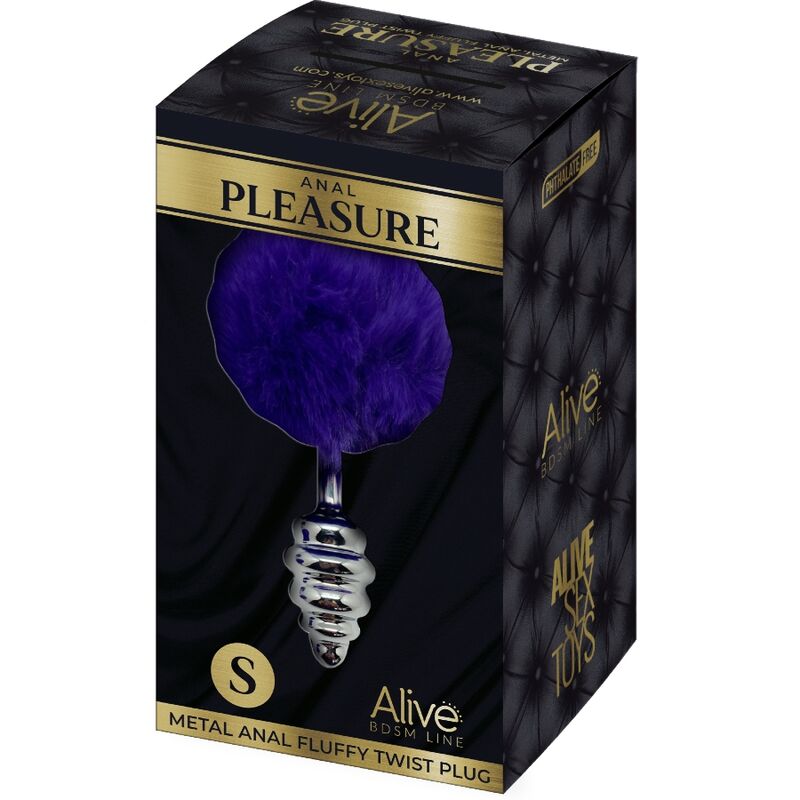 ALIVE - PLUG ANALE PER PIACERE A SPIRALE IN METALLO FLUFFY VIOLA SCURO TAGLIA S