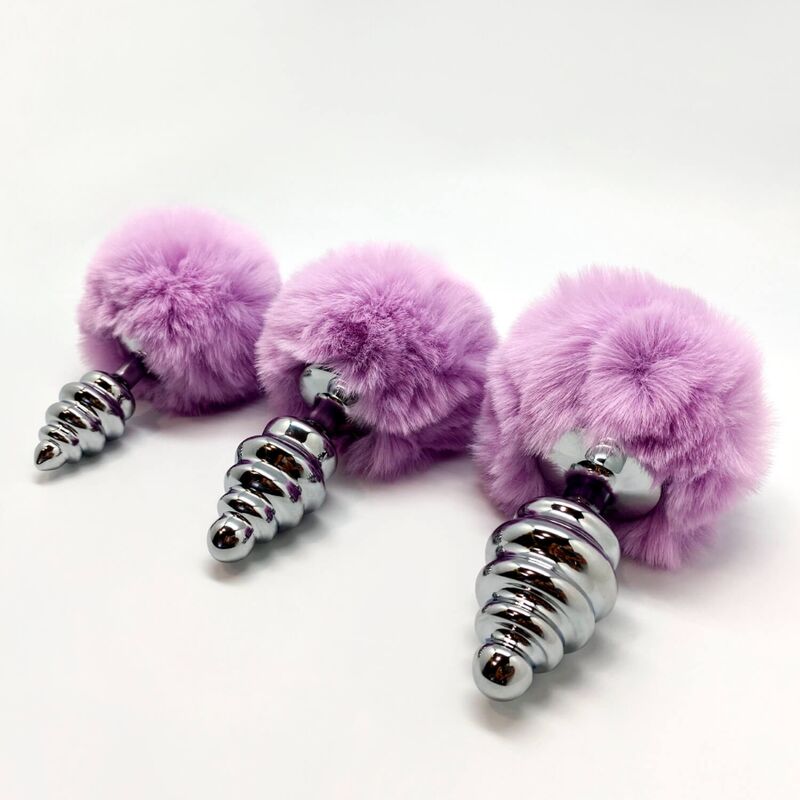 ALIVE - ANAL PLEASURE PLUG SPIRAL METAL FLUFFY VIOLET SIZE L