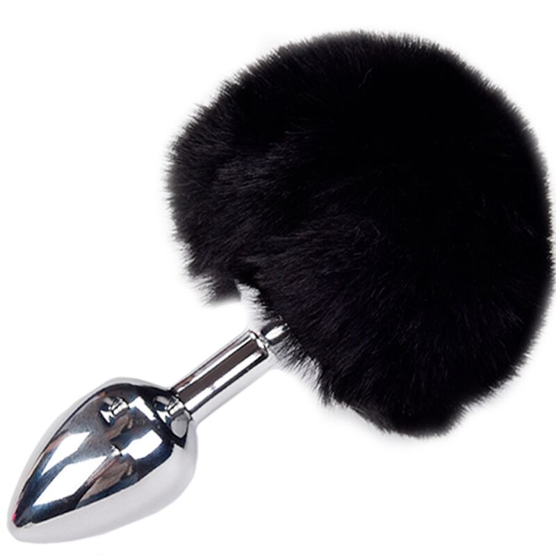 ALIVE - ANAL PLEASURE PLUG SMOOTH METAL FLUFFY BLACK SIZE M