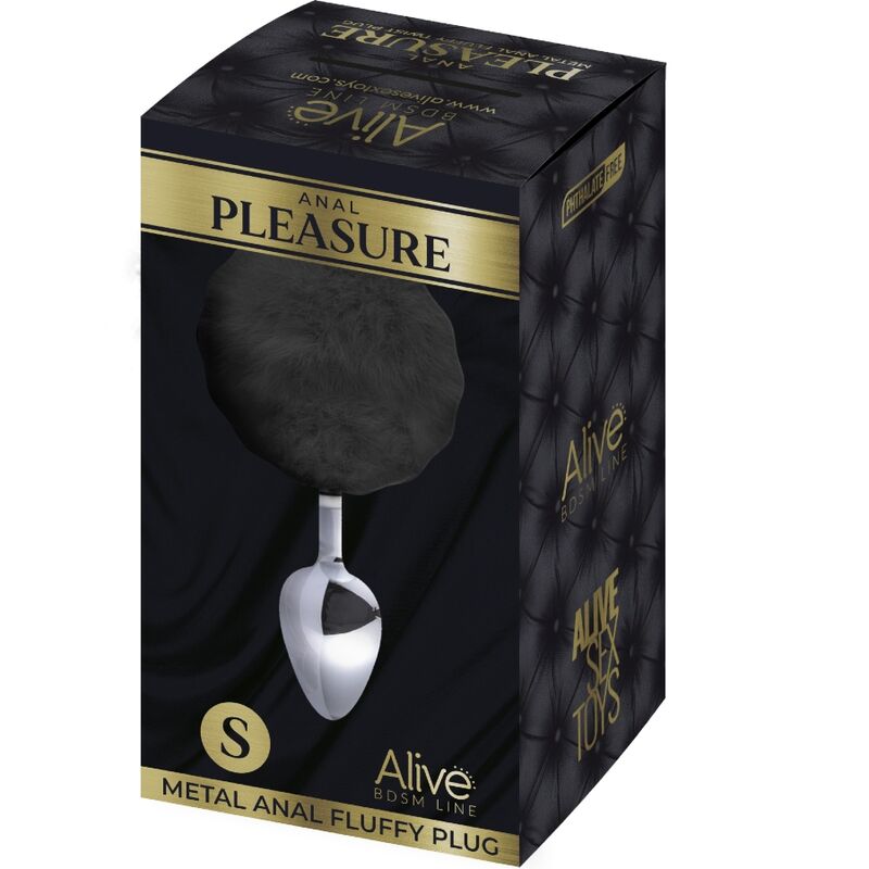 ALIVE - ANAL PLEASURE PLUG GLATTES METALL FLUFFY SCHWARZ GRÖSSE S