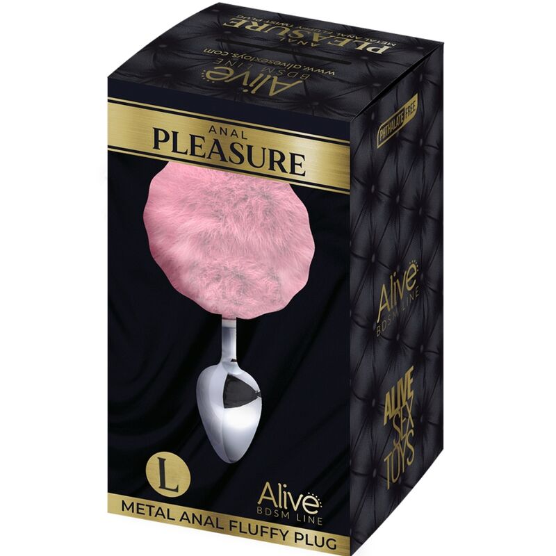 ALIVE - ANAL PLEASURE PLUG GLATTES METALL FLUFFY ROSA GRÖSSE L