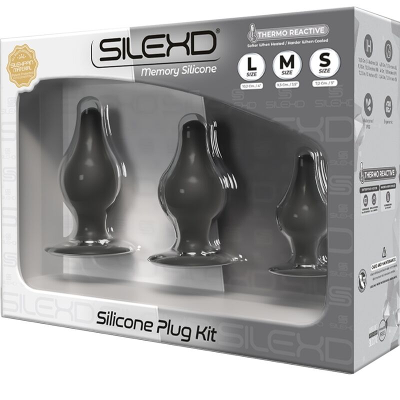 SILEXD - KIT TAPPO ANALE PREMIUM SILEXPAN SILICONE TERMOREATTIVO TAGLIA S / M / L