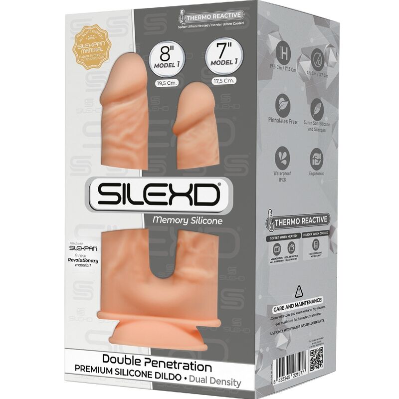 SILEXD - MODEL 1 REALISTISCHER PENIS DOBLE PENETRACION PREMIUM SILEXPAN SILIKON 17,5 / 19,5 CM