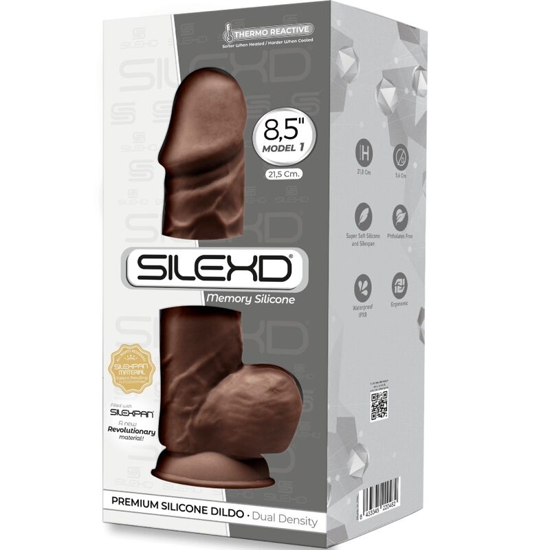 SILEXD - MODELLO 1 PENE REALISTICO PREMIUM SILEXPAN SILICONE MARRONE 21,5 CM