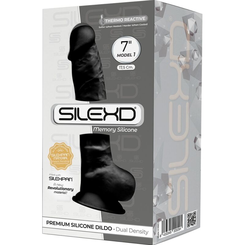 SILEXD - MODELLO 1 PENE REALISTICO PREMIUM SILEXPAN SILICONE NERO 17,5 CM