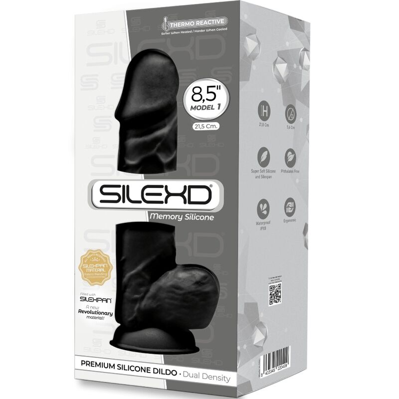 SILEXD - MODELLO 1 PENE REALISTICO PREMIUM SILEXPAN SILICONE NERO 21,5 CM