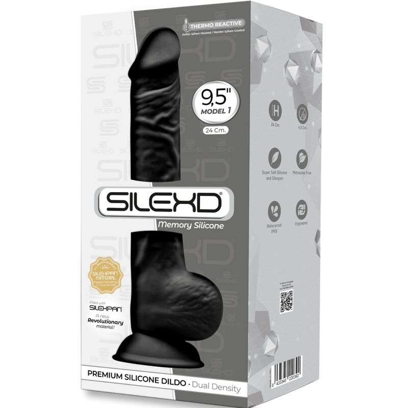 SILEXD - MODELL 1 REALISTISCHER PENIS PREMIUM SILEXPAN SILIKON SCHWARZ 24 CM