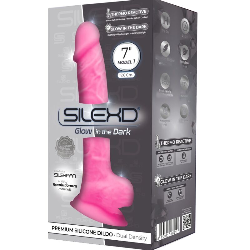 SILEXD - MODELLO 1 PENE REALISTICO SILICONE PREMIUM SILEXPAN ROSA FLUORESCENTE 17,5 CM