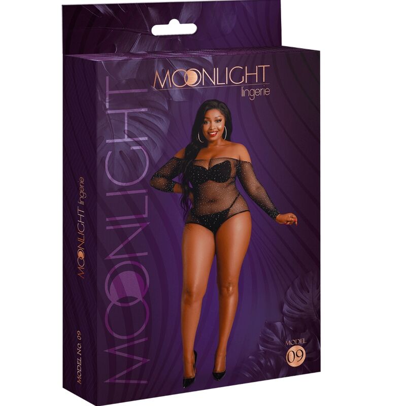 MOONLIGHT - MODELLO 9 BODY A MANICHE LUNGE NERO LUCIDO TAGLIA FORTE