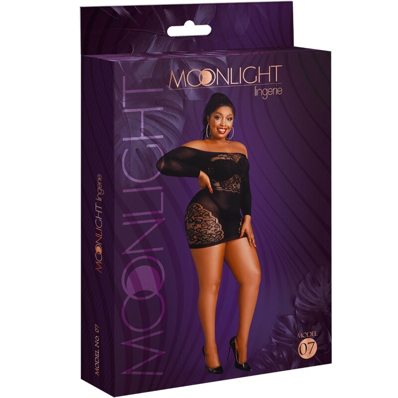 MOONLIGHT - MODELLO 7 ABITO A MANICHE LUNGE NERO TAGLIA FORTE