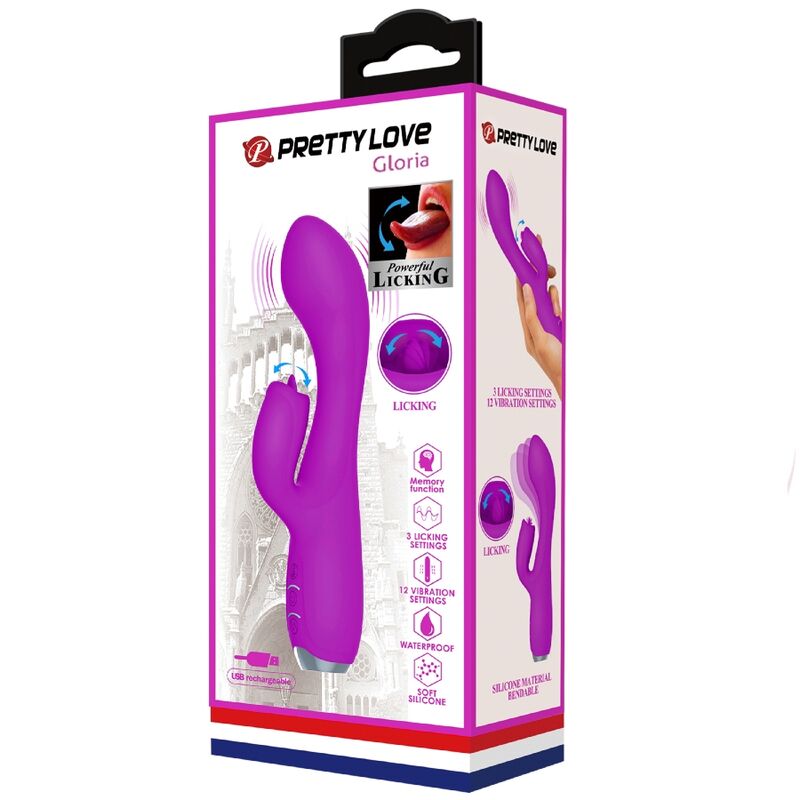 PRETTY LOVE - VIBRATORE CONIGLIO RICARICABILE GLORIA - VIOLA IMPERMEABILE