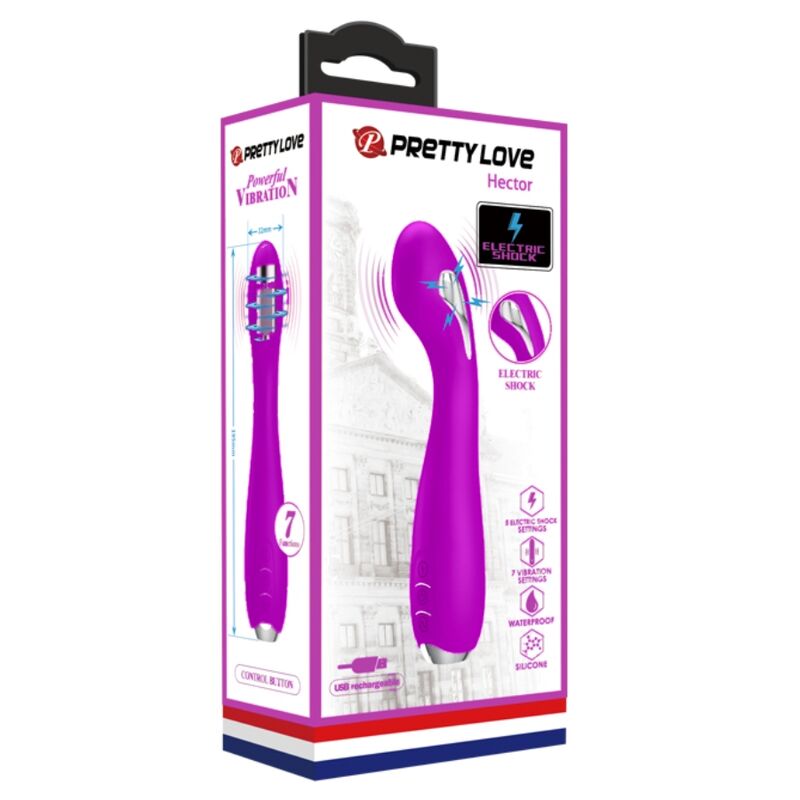 PRETTY LOVE - HECTOR VIBRATORE ELETTROSHOCK RICARICABILE IMPERMEABILE VIOLA