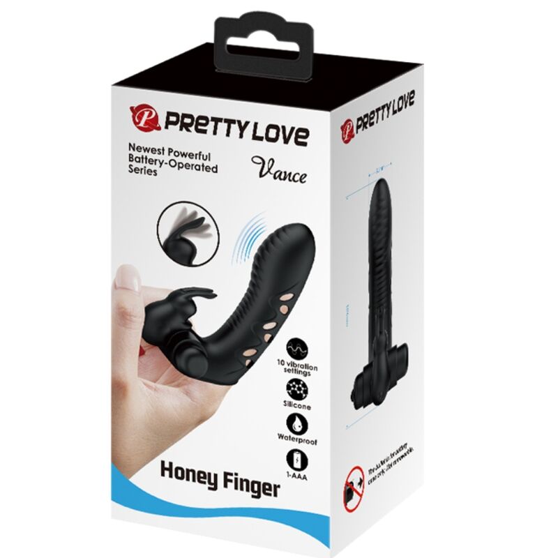 PRETTY LOVE - VIBRATORE CONIGLIO NERO VANCE COVER PER DITA