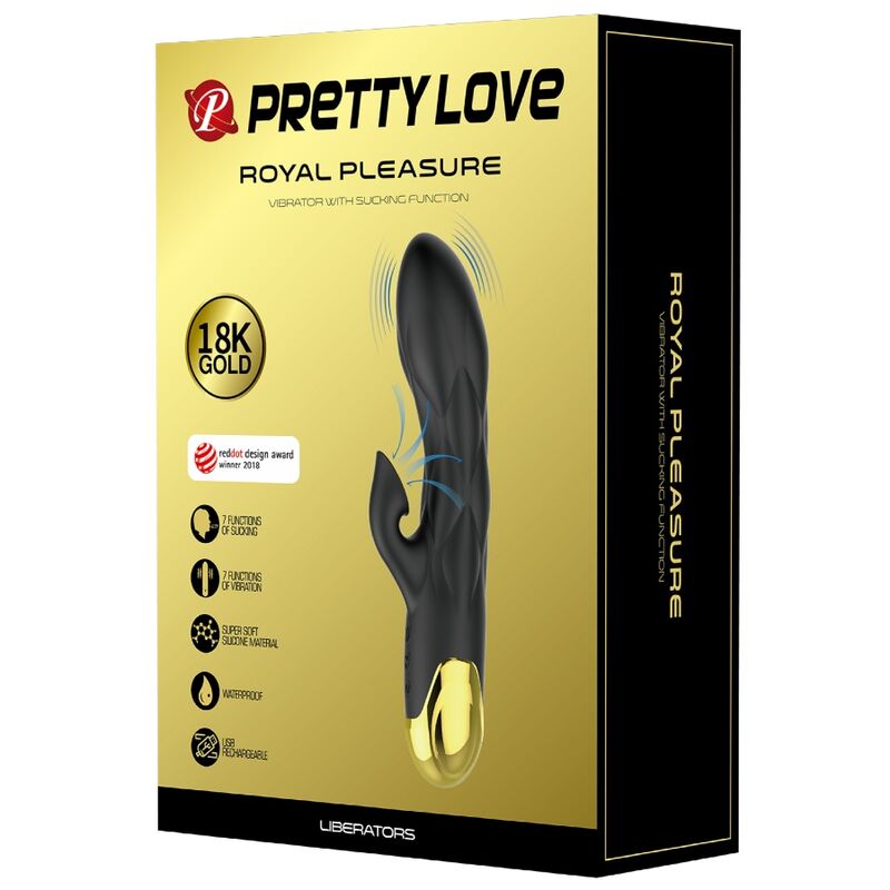 PRETTY LOVE - SCHWARZER, WIEDERAUFLADBARER, VERGOLDETER LUXUS-VIBRATOR