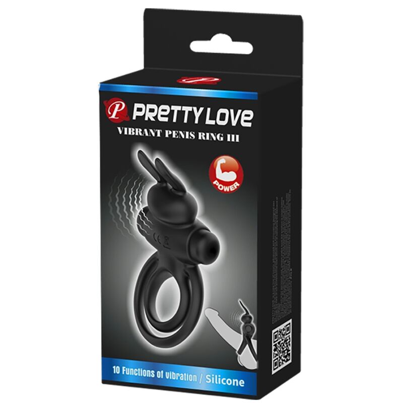 PRETTY LOVE - VIBRATOR III ANELLO CONIGLIO PER PENE NERO