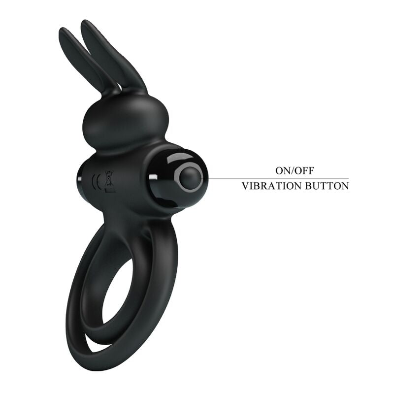 PRETTY LOVE - VIBRATOR III ANELLO CONIGLIO PER PENE NERO