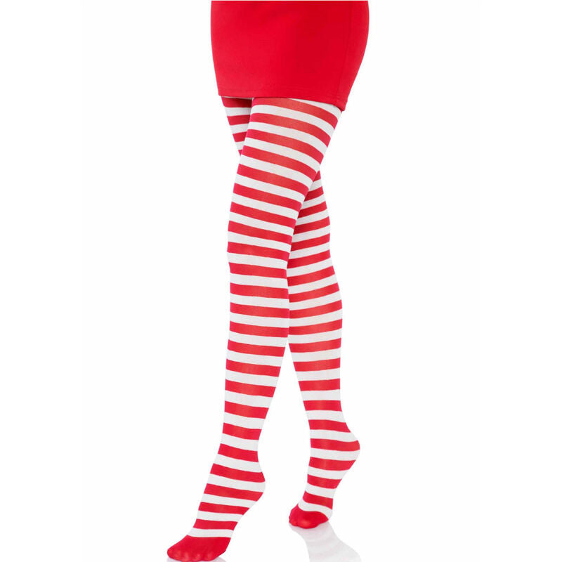 LEG AVENUE - WHITE/RED STRIPED TIGHTS