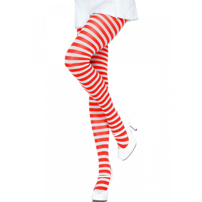 LEG AVENUE - WHITE/RED STRIPED TIGHTS