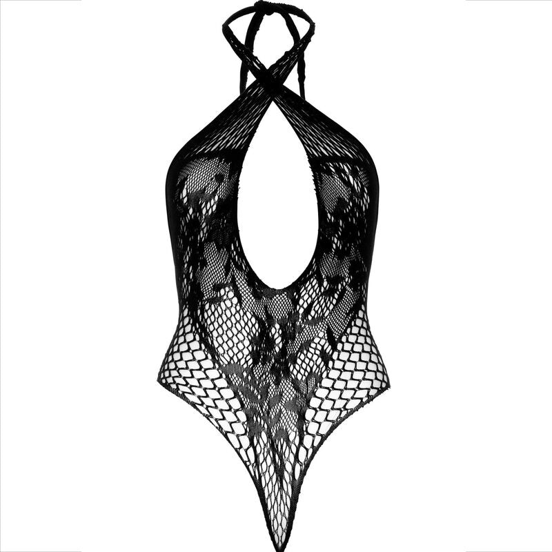 LEG AVENUE - TEDDYHALFTER MIT SPITZE SCHWARZ