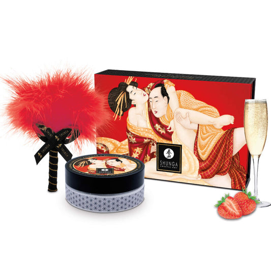 SHUNGA - KIT DI POLVERE PER MASSAGGI EDIBILI ALLA FRAGOLA