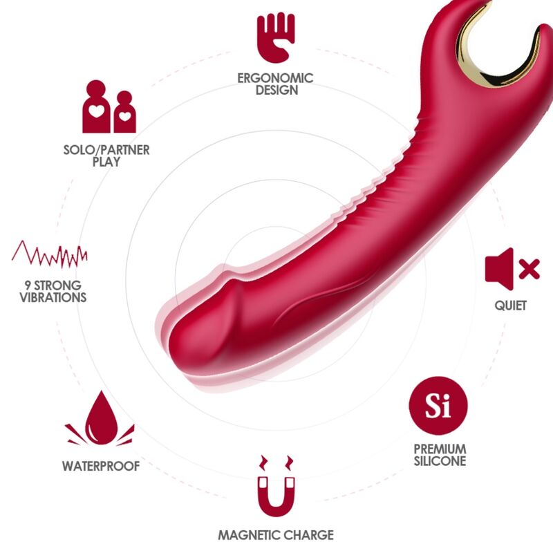 ARMONY - PRINCE DILDO VIBRATORE E ROTATORE ROSSO