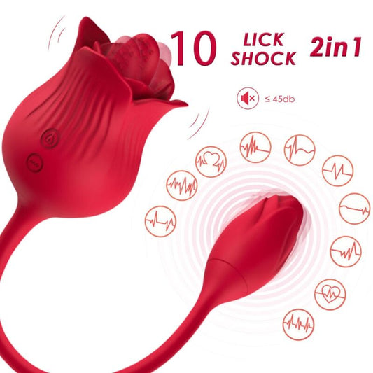 ARMONY - VIBRATORE STIMOLATORE CLITORIDEO ROSA CON CODA 10 MODALITÀ ROSSO