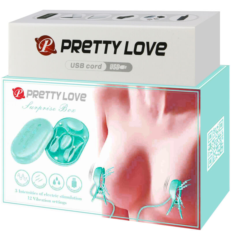 PRETTY LOVE - PINZETTE PER ELETTROSTIMOLAZIONE BLU SURPRISE BOX