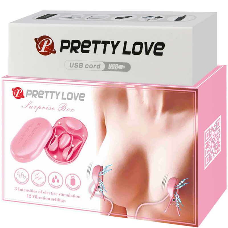 PRETTY LOVE - SCATOLA SORPRESA PINZETTE ELETTROSTIMOLAZIONE ROSA