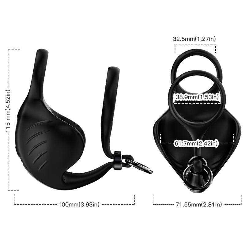 ARMONY - MANTA SCROTUM VIBRATORE ANELLO TELECOMANDO NERO