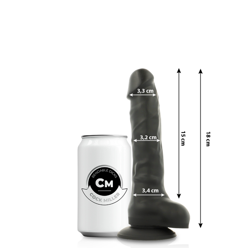 COCK MILLER - SILICONE DENSITY COCKSIL ARTICOLABILE NERO 18 CM