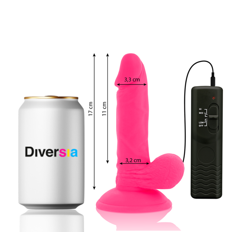 DIVERSIA - FLEXIBLER VIBRIERENDER DILDO ROSA 17 CM -O- 3,3 CM