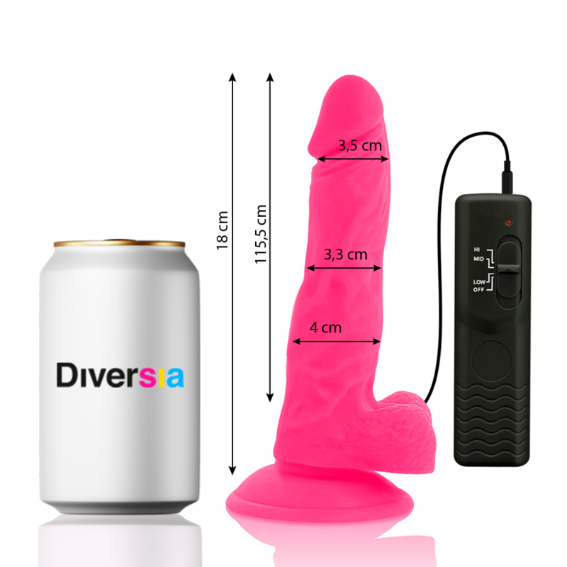 DIVERSIA - DILDO FLESSIBILE VIBRANTE ROSA 18 CM -O- 4 CM