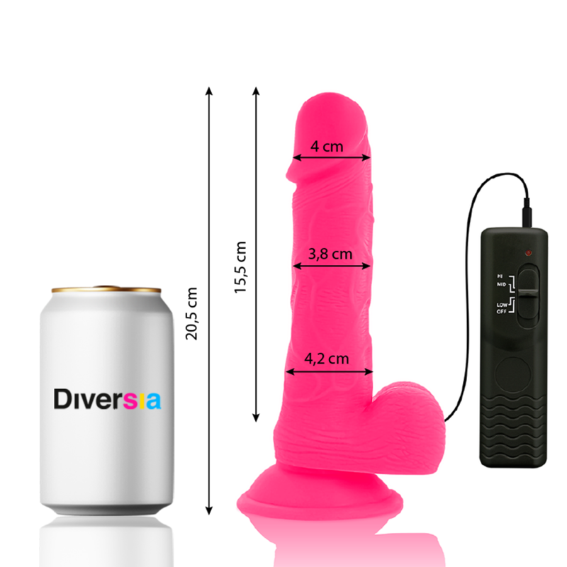 DIVERSIA - DILDO FLESSIBILE VIBRANTE ROSA 20,5 CM -O- 4,2 CM