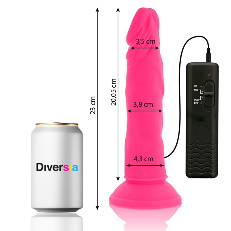 DIVERSIA - DILDO FLESSIBILE VIBRANTE ROSA 23 CM -O- 4,3 CM