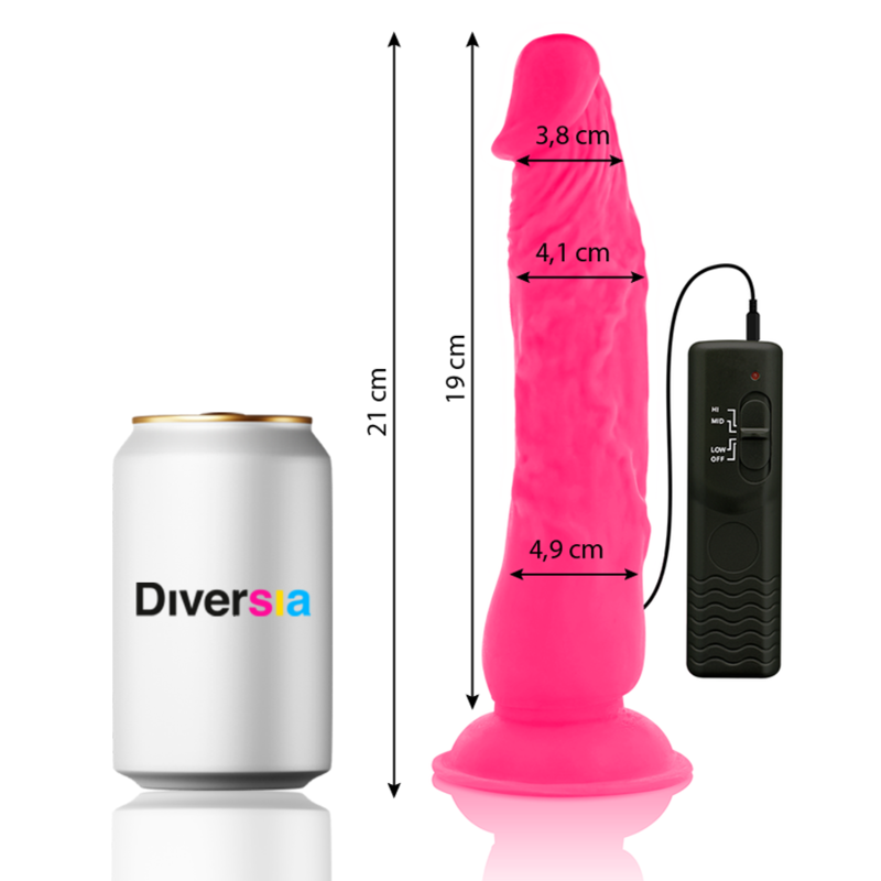 DIVERSIA - FLEXIBLER VIBRIERENDER DILDO ROSA 21 CM -O- 4,9 CM