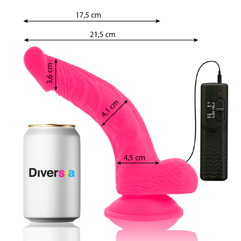 DIVERSIA - DILDO FLESSIBILE VIBRANTE ROSA 21,5 CM -O- 4,5 CM